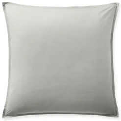 Taie d'oreiller avec volant en percale de coton lavé gris perle