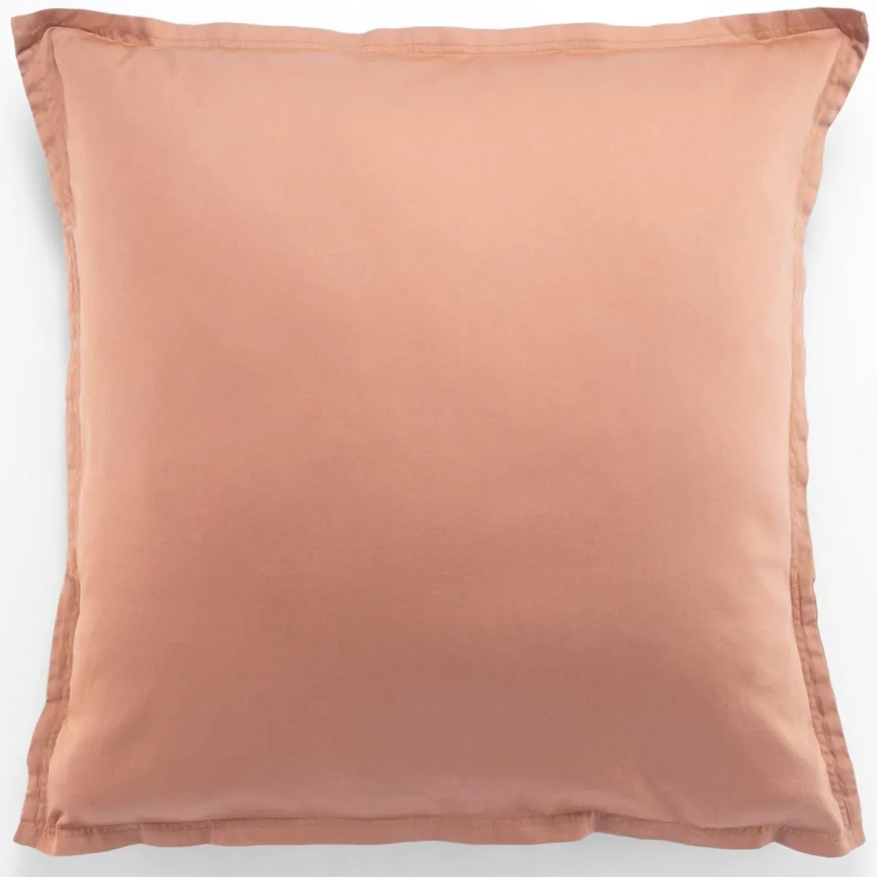 Taie d'oreiller avec volant satin de coton lavé rose