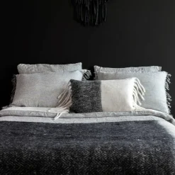 Taie d'oreiller en lin lavé et coton grise 65x65cm