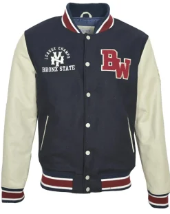 Teddy en Laine & Cuir Bron bleu marine