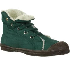 Tennis montantes Mid Fourrées lacets vertes