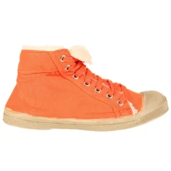 Tennis montantes Mid Fourrées lacets orange/beige