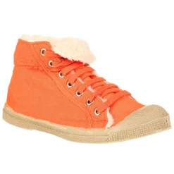Tennis montantes Mid Fourrées lacets orange/beige