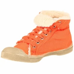 Tennis montantes Mid Fourrées lacets orange/beige