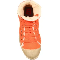 Tennis montantes Mid Fourrées lacets orange/beige