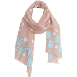 Étole Coeur en Coton beige - 60x200 cm