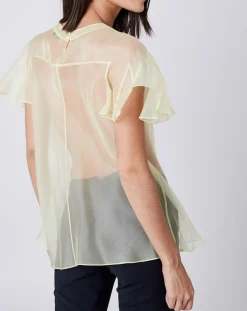 Top 100% Voile de Soie transparent jaune