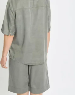 Top ample en Lyocell fluide kaki grisé