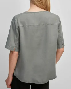 Top ample en Lyocell fluide kaki grisé