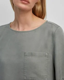 Top ample en Lyocell fluide kaki grisé