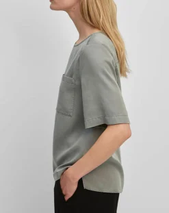 Top ample en Lyocell fluide kaki grisé