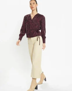 Top cache-cœur Caprice imprimé fantaisie lie de vin