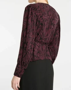 Top cache-cœur Caprice imprimé fantaisie lie de vin