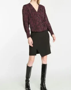 Top cache-cœur Caprice imprimé fantaisie lie de vin