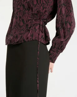 Top cache-cœur Caprice imprimé fantaisie lie de vin