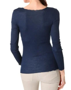 Top Cécile en Laine & Soie bleu