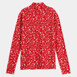 Top col montant imprimé floral rouge