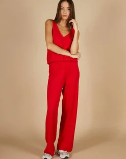 Top en Coton & Cachemire Juliette fines bretelles groseille