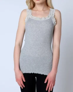 Top en Coton dentelle gris