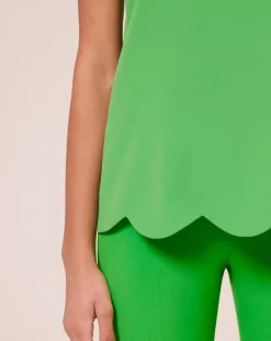 Top en crêpe vert