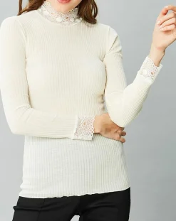 Top en Laine mélangée ivoire