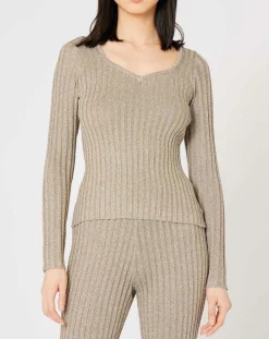 Top en maille Côte Lurex argenté