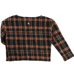 Top en Maille de Coton à carreaux marine/rouille