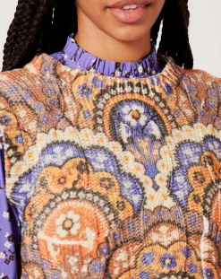 Top en maille Fall Torsade imprimé violet/multicolore