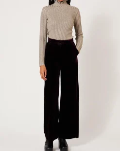 Top en maille Funnel Neck Cote Lurex argenté