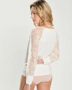 Top en micromodal manches longues haut rebrode naturel