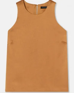 Top en satin fluide cognac
