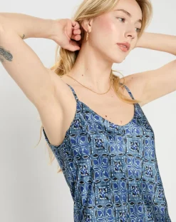 Top en Soie mélangée Naxos bleu