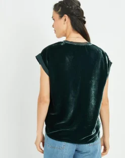 Top en Velours Basal sauge