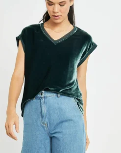 Top en Velours Basal sauge