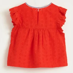 Top Hanna en Coton à broderie anglaise rouge