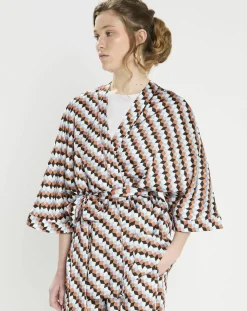 Top Kimono fluide Vieran imprimé multicolore