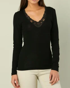 Top Laine & Soie noir