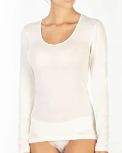 Top manches longues Laine et Soie ivoire