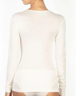 Top manches longues Laine et Soie ivoire