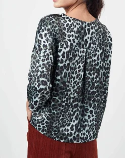 Top Nectarine Léopard vert/noir