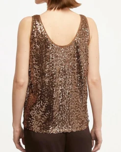 Top Paillettes Tess marron