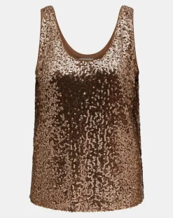 Top Paillettes Tess marron