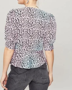 Top Panthère bleu/rose