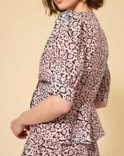 Top Panthère bleu/rose