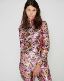 Top Roses à sequins rose