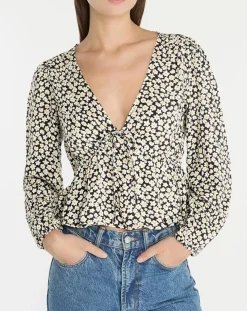 Top Time goes by daisy print multicolore