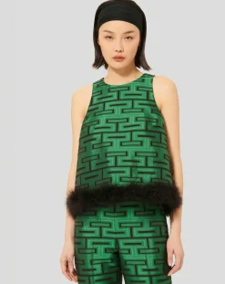 Top Twiggy imprimé vert