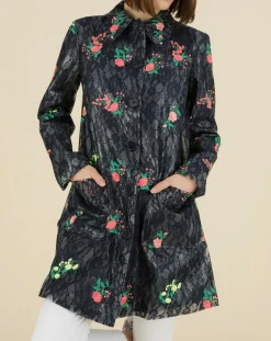 Trench broderies dentelle Rainy Day bleu marine