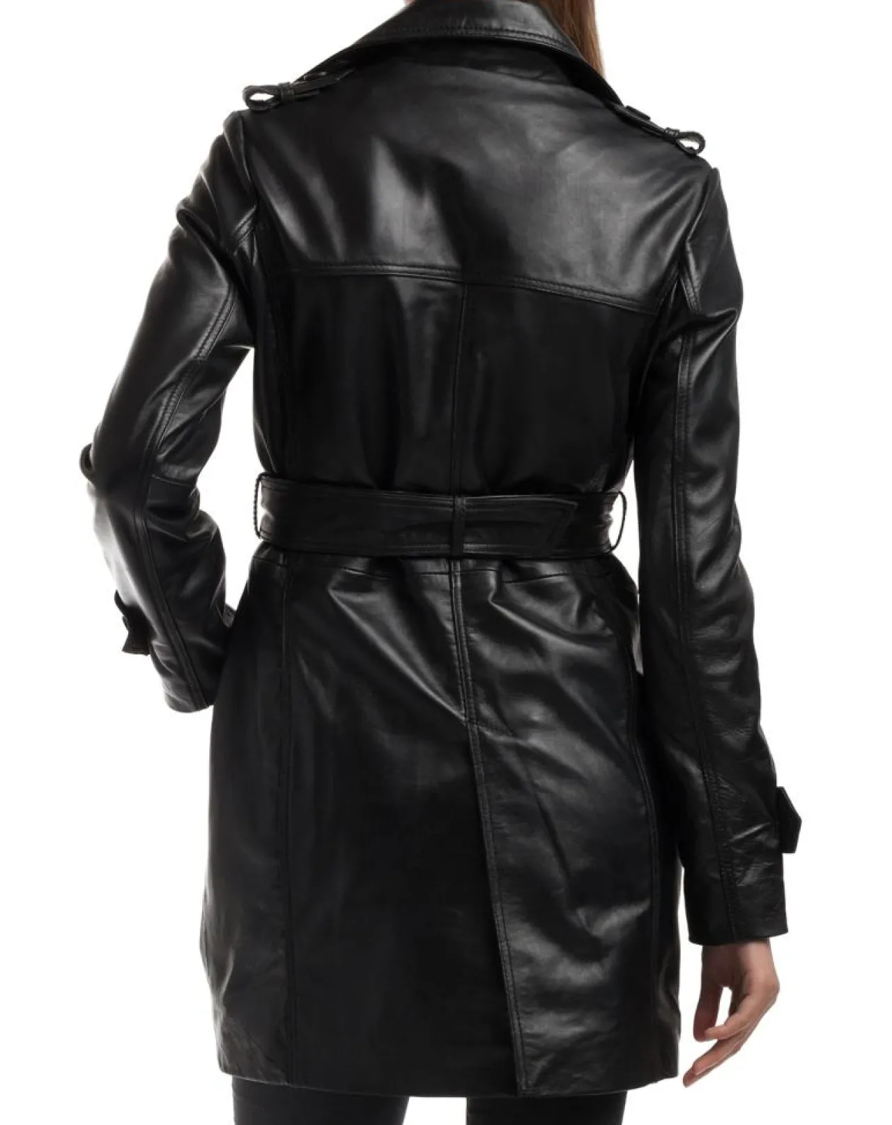 Trench en Cuir Esmeralda noir