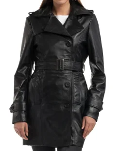Trench en Cuir Esmeralda noir